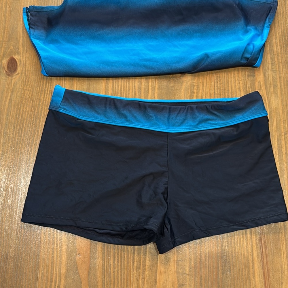 NWOT Two Piece Tankini Bathing Suit with boy shorts Color Block Striped Large - Picture 5 of 15